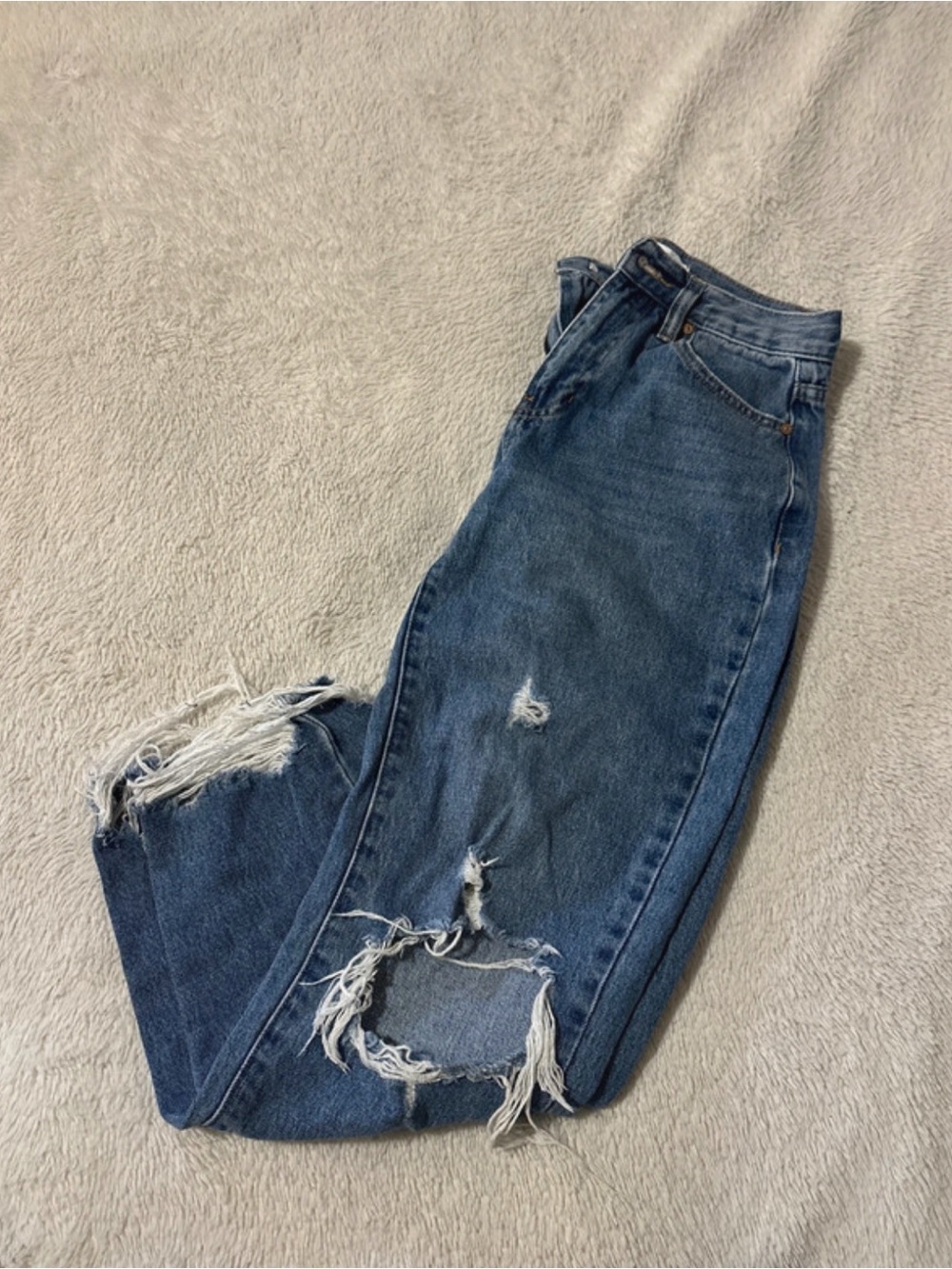 Altar'd State Distressed Dark Blue Boyfriend Jeans